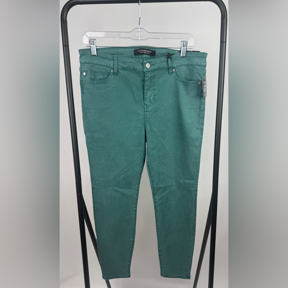 Liverpool LA Ankle Skinny Petite 10/30 Green Stretch Jeans Pants NWT - Picture 2 of 6